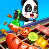 Cute Panda Cooks Food