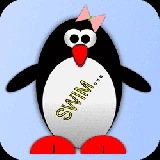 Esther the penguin. Learn to swim.